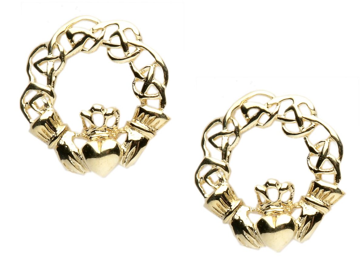Gold Claddagh & Celtic Earrings